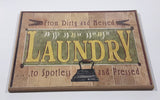 LAUNDRY From Dirty and Messed ...to Spotless and Pressed 6 1/4" x 8 1/4" Hardboard Wood Wall Plaque