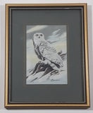 Vintage Cashs Woven Pictures Snowy Owl and Snowy Owl (Owlet) Woven Find Silk 3" x 4 1/4" Framed Wildlife Artwork