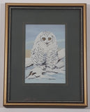 Vintage Cashs Woven Pictures Snowy Owl and Snowy Owl (Owlet) Woven Find Silk 3" x 4 1/4" Framed Wildlife Artwork