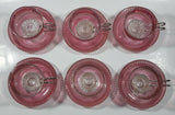 Vintage Pink and Clear Glass White Flowers Metal Handle Espresso Cup and Saucer Plate Set of 6 - One Handle Missing