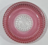 Vintage Pink and Clear Glass White Flowers Metal Handle Espresso Cup and Saucer Plate Set of 6 - One Handle Missing