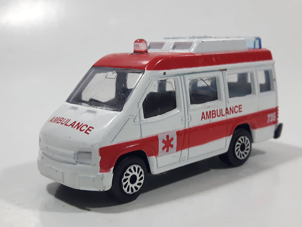 Unknown Brand DKG1 Ambulance #735 White and Red Van Die Cast Toy Car Vehicle