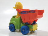 1982 Playskool The Muppets Sesame Street Big Bird Builders Dump Truck Green and Orange Die Cast Toy Car Vehicle