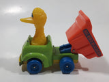 1982 Playskool The Muppets Sesame Street Big Bird Builders Dump Truck Green and Orange Die Cast Toy Car Vehicle