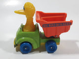1982 Playskool The Muppets Sesame Street Big Bird Builders Dump Truck Green and Orange Die Cast Toy Car Vehicle