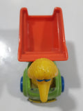1982 Playskool The Muppets Sesame Street Big Bird Builders Dump Truck Green and Orange Die Cast Toy Car Vehicle