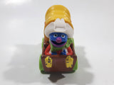 1987 Playskool Muppets Sesame Street Cowboy Grover Chuck Wagon Yellow and Brown Die Cast Toy Car Vehicle