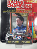 2002 Edition ERTL Racing Champions Chase The Race NASCAR #10 Johnny Benson Valvoline Pontiac Grand Prix White Blue Die Cast Toy Race Car Vehicle with Collector Card and Display Stand - New in Package