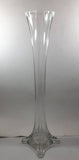 Thick and Heavy 20" Tall Eiffel Tower Clear Glass Flower Vase