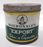 Vintage Macdonald's Export Finest Virginia Cigarette Tobacco 8 oz Metal Tin Can