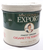 Vintage Macdonald's Export Finest Virginia Cigarette Tobacco 8 oz Metal Tin Can
