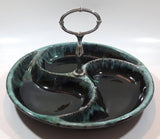 Vintage Evangeline Canada Pottery 11" Diameter Drip Glaze Three Compartment Serving Platter Dish with Handle