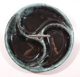 Vintage Evangeline Canada Pottery 11" Diameter Drip Glaze Three Compartment Serving Platter Dish with Handle