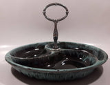 Vintage Evangeline Canada Pottery 11" Diameter Drip Glaze Three Compartment Serving Platter Dish with Handle