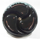 Vintage Evangeline Canada Pottery 11" Diameter Drip Glaze Three Compartment Serving Platter Dish with Handle