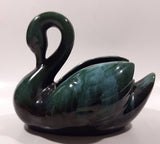 Vintage Blue Mountain Pottery 7 1/2" Long Drip Glaze Swan Bird Animal Figurine Candy Nut Dish