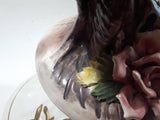 Vintage Capodimonte Large 18" Tall Porcelain Pottery Bird Sculpture Made in Italy - Chipped Flowers
