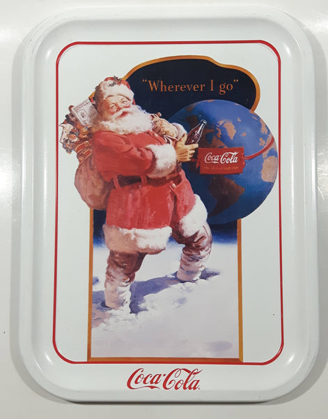 1991 Coca Cola "Wherever I go" Santa Claus Themed 1983 Painting by Haddon Sundblom 10 1/2" x 13 3/4" Metal Beverage Serving Tray