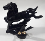 Vintage 1970s Black Horse Kicking Leg Black Ceramic Animal Sculpture Pen Holder