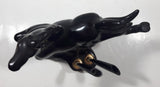 Vintage 1970s Black Horse Kicking Leg Black Ceramic Animal Sculpture Pen Holder