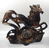 Vintage Anker Horse Running Copper Toned Ceramic Animal Sculpture Clock Made in Germany - Repaired Mane