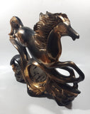 Vintage Anker Horse Running Copper Toned Ceramic Animal Sculpture Clock Made in Germany - Repaired Mane