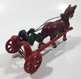 Antique Early 20th Century US Mail Horse Carriage Wagon with Driver Cast Iron Toy Missing Cab