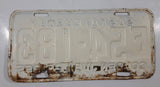 Vintage 1955 Saskatchewan Golden Jubilee Green Lettering White Vehicle License Plate Metal Tags F 54-183