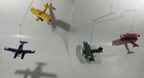 Vintage Hanging Mobile 1920s Style Airplanes Bi-Planes in Blue, Yellow, Red, Green with Part of Original Box