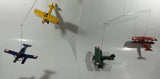 Vintage Hanging Mobile 1920s Style Airplanes Bi-Planes in Blue, Yellow, Red, Green with Part of Original Box