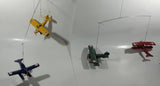 Vintage Hanging Mobile 1920s Style Airplanes Bi-Planes in Blue, Yellow, Red, Green with Part of Original Box