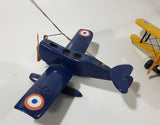 Vintage Hanging Mobile 1920s Style Airplanes Bi-Planes in Blue, Yellow, Red, Green with Part of Original Box