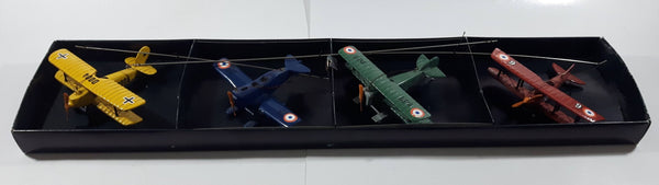 Vintage Hanging Mobile 1920s Style Airplanes Bi-Planes in Blue, Yellow, Red, Green with Part of Original Box