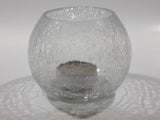 Crackle Glass Tealight Candle Holder 3" Tall 4" Wide