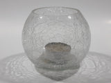 Crackle Glass Tealight Candle Holder 3" Tall 4" Wide