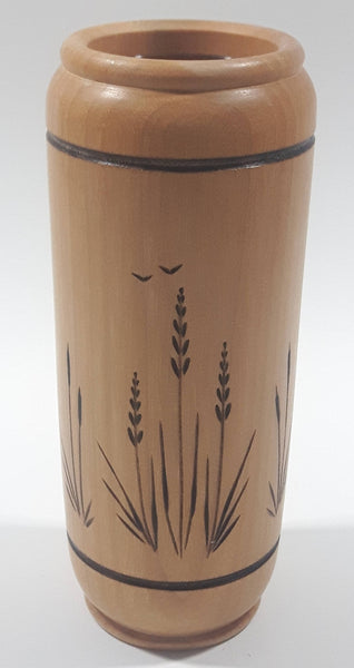 David Barclay Sunfox 5" Tall Wood Plant and Bird Engraved Ornament