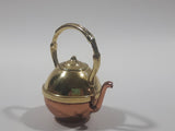 Vintage Teapot Kettle Brass and Copper 2 1/4" Tall Miniature Dollhouse Size Furniture