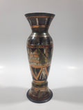 Vintage Pyramids Themed 6" Tall Brass and Copper Metal Vase