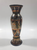 Vintage Pyramids Themed 6" Tall Brass and Copper Metal Vase