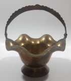 Vintage Skirted Brass Candy Dish with Handle 5" Diameter