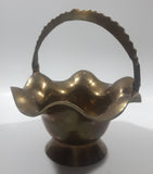 Vintage Skirted Brass Candy Dish with Handle 5" Diameter