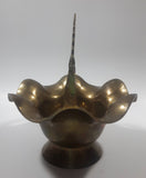 Vintage Skirted Brass Candy Dish with Handle 5" Diameter