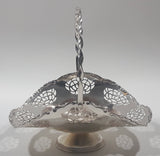 Vintage Silver Plated Brass Metal Candy Dish with Handle 4" x 6"