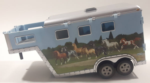 Breyer Animal Creations Horse Trailer Light Blue Plastic Die Cast Toy Car Vehicle Missing Part of Roof Cover