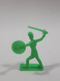 Green Army Military Soldier with Sword and Shield 2 3/8" Tall Plastic Toy Figure