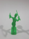 Green Army Military Soldier with Sword and Shield 2 3/8" Tall Plastic Toy Figure