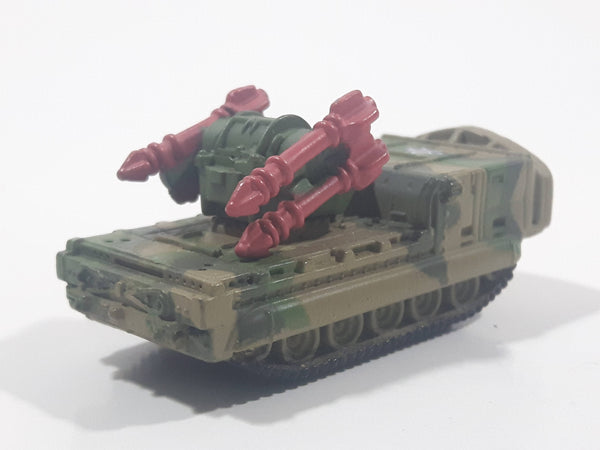 1994 LGT Galoob Micro Machines Scud Missile Rocket Launcher Camouflage Army Olive Green and Brown Die Cast Toy Car Military Weaponry Vehicle - 1 Broken Missile