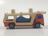 Vintage 1976 Lesney Matchbox Superfast No. 11 Car Transporter Semi Truck Orange Die Cast Toy Car Vehicle Made in England - Missing Top Level Cars