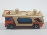 Vintage 1976 Lesney Matchbox Superfast No. 11 Car Transporter Semi Truck Orange Die Cast Toy Car Vehicle Made in England - Missing Top Level Cars
