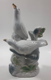 White Love Birds 8" Tall Porcelain Ceramic Bird Sculpture